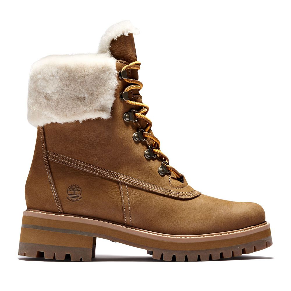 Timberland Womens 6-Inch Boots Courmayer Valley Waterproof Shearling - Brown - India XY9785142